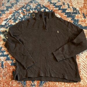 Polo by Ralph Lauren 100% Cotton Men's Dark Brown Quarter Zip-Up Sweater